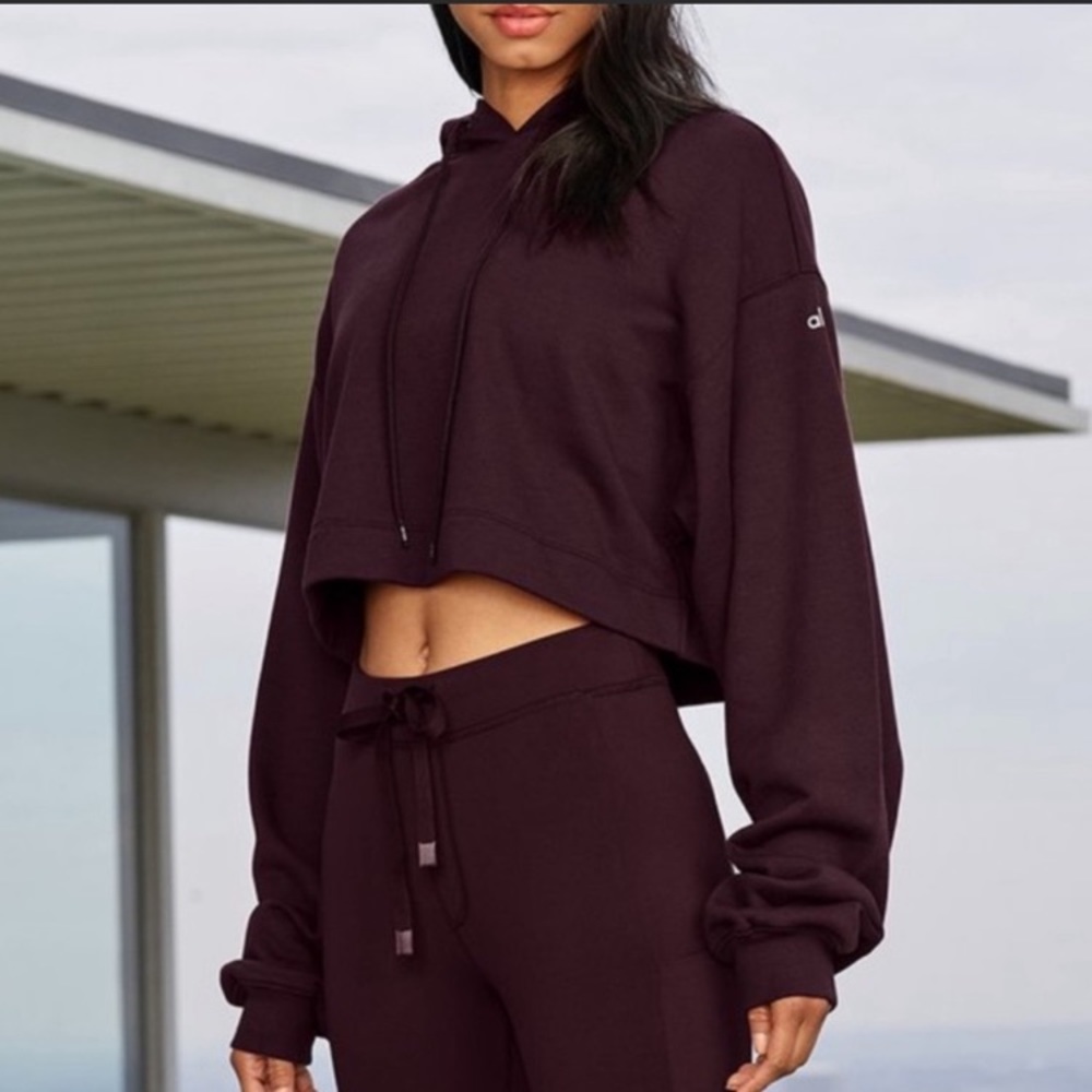 Alo Bae Hoodie in Oxblood.